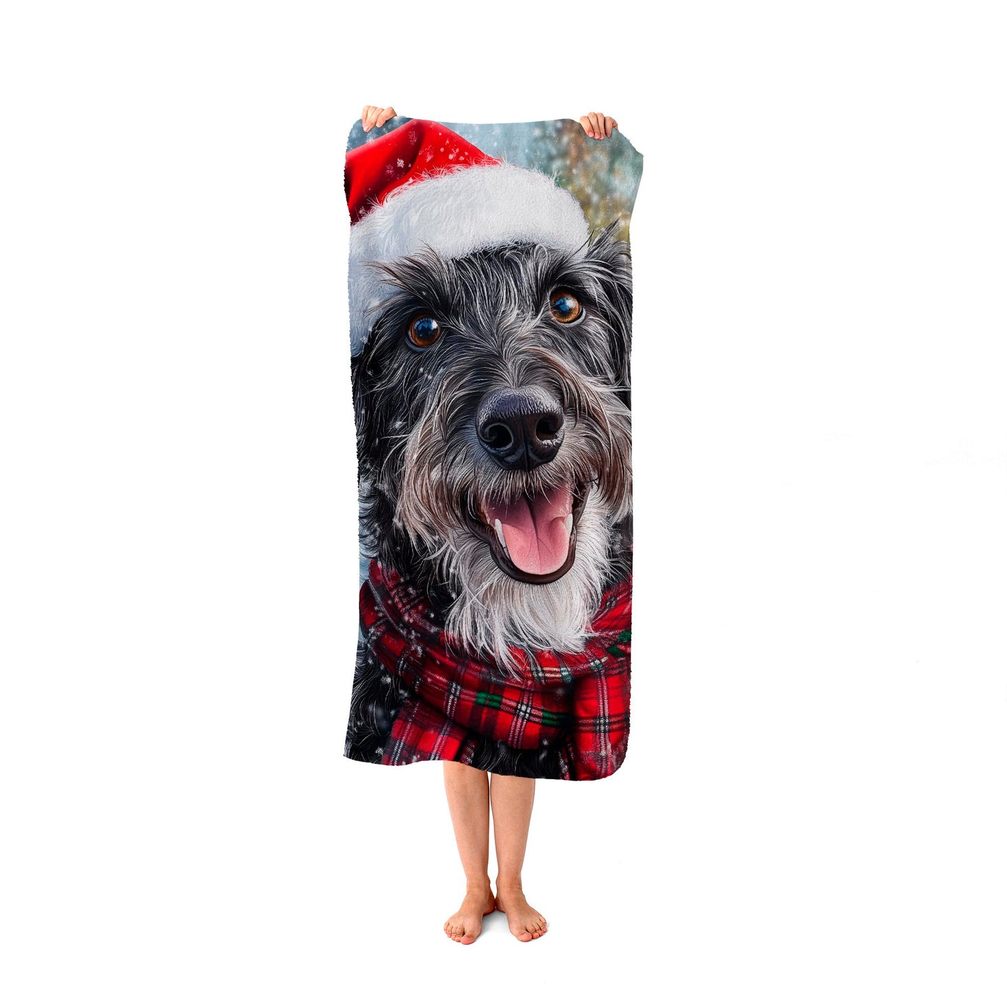 Christmas Scottish Deerhound Beach Towel