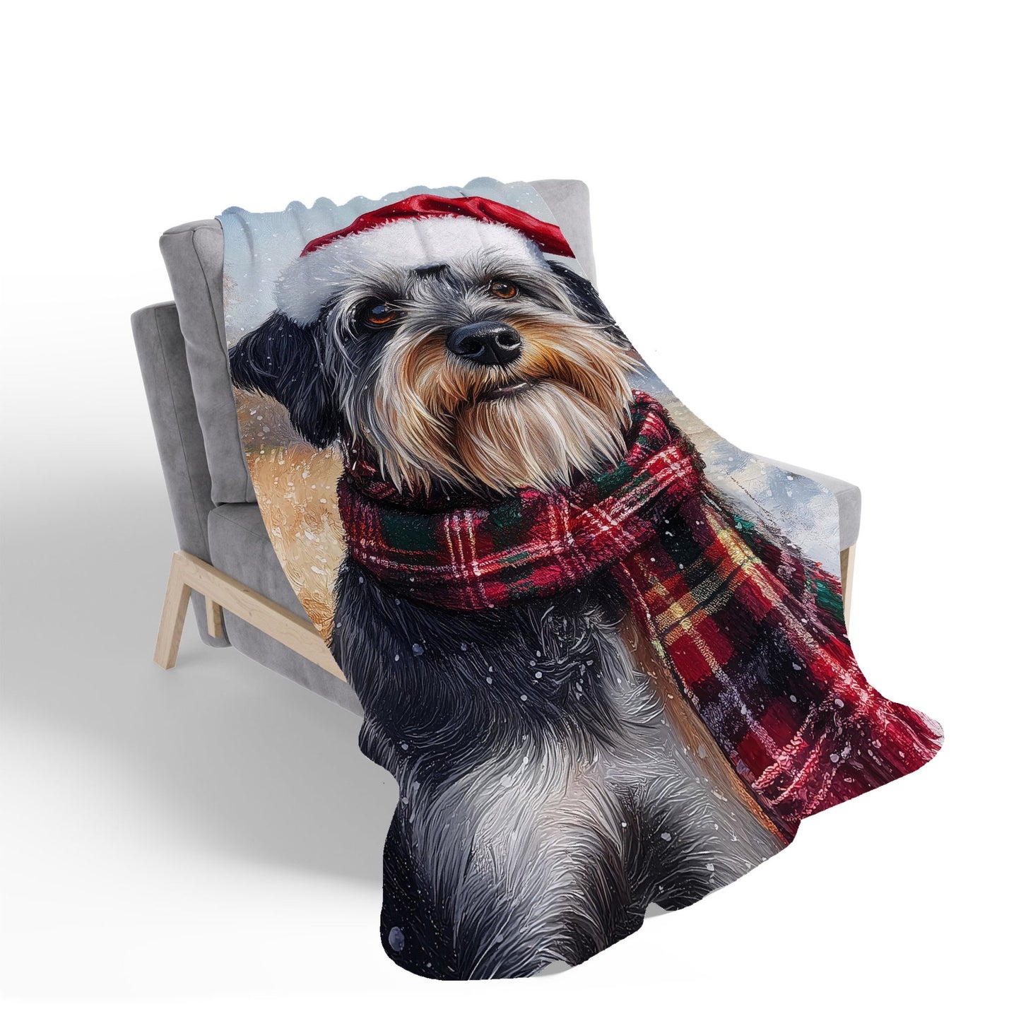 Christmas Schnauzer Sherpa Blanket