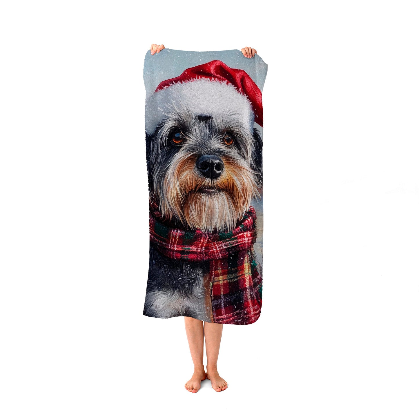 Christmas Schnauzer Beach Towel