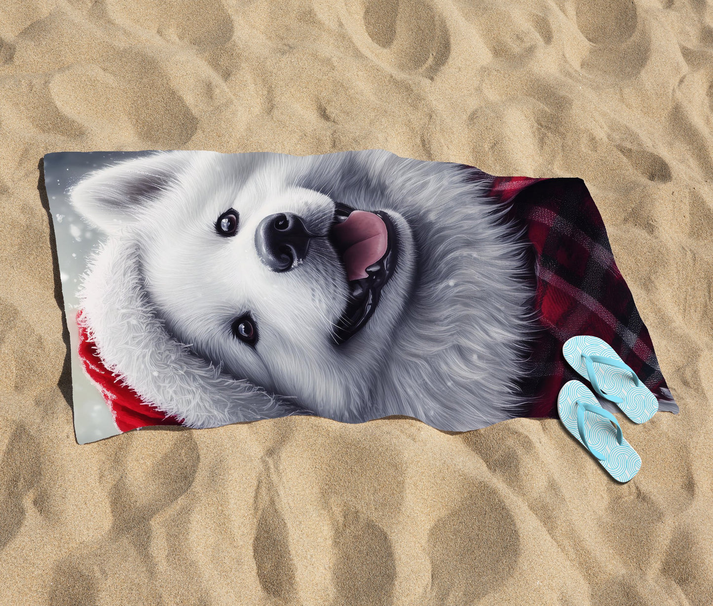 Christmas Samoyed Beach Towel