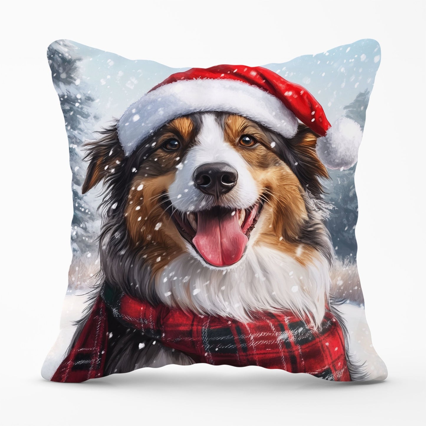 Christmas Rough Collie Cushion