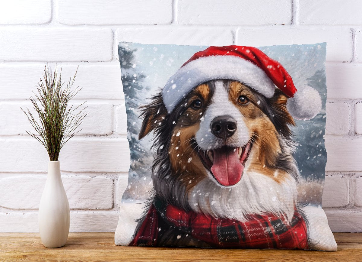 Christmas Rough Collie Cushion