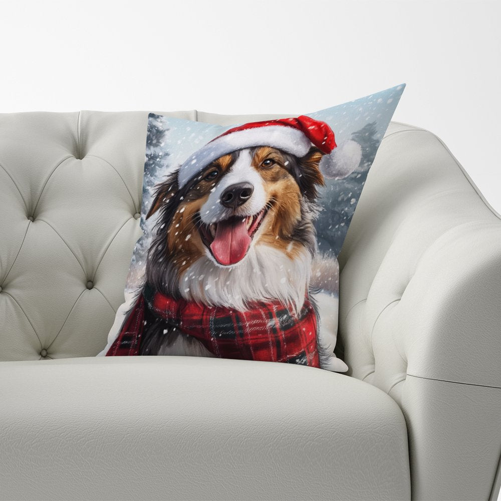Christmas Rough Collie Cushion