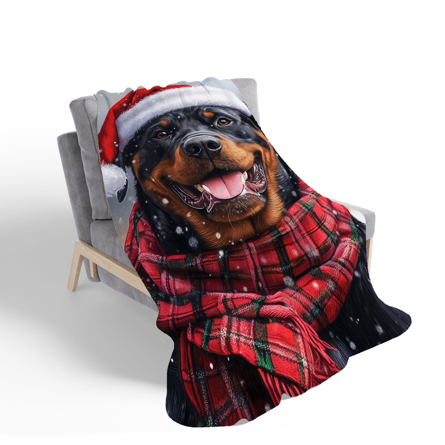 Snowy Christmas Rottweiler Sherpa Blanket