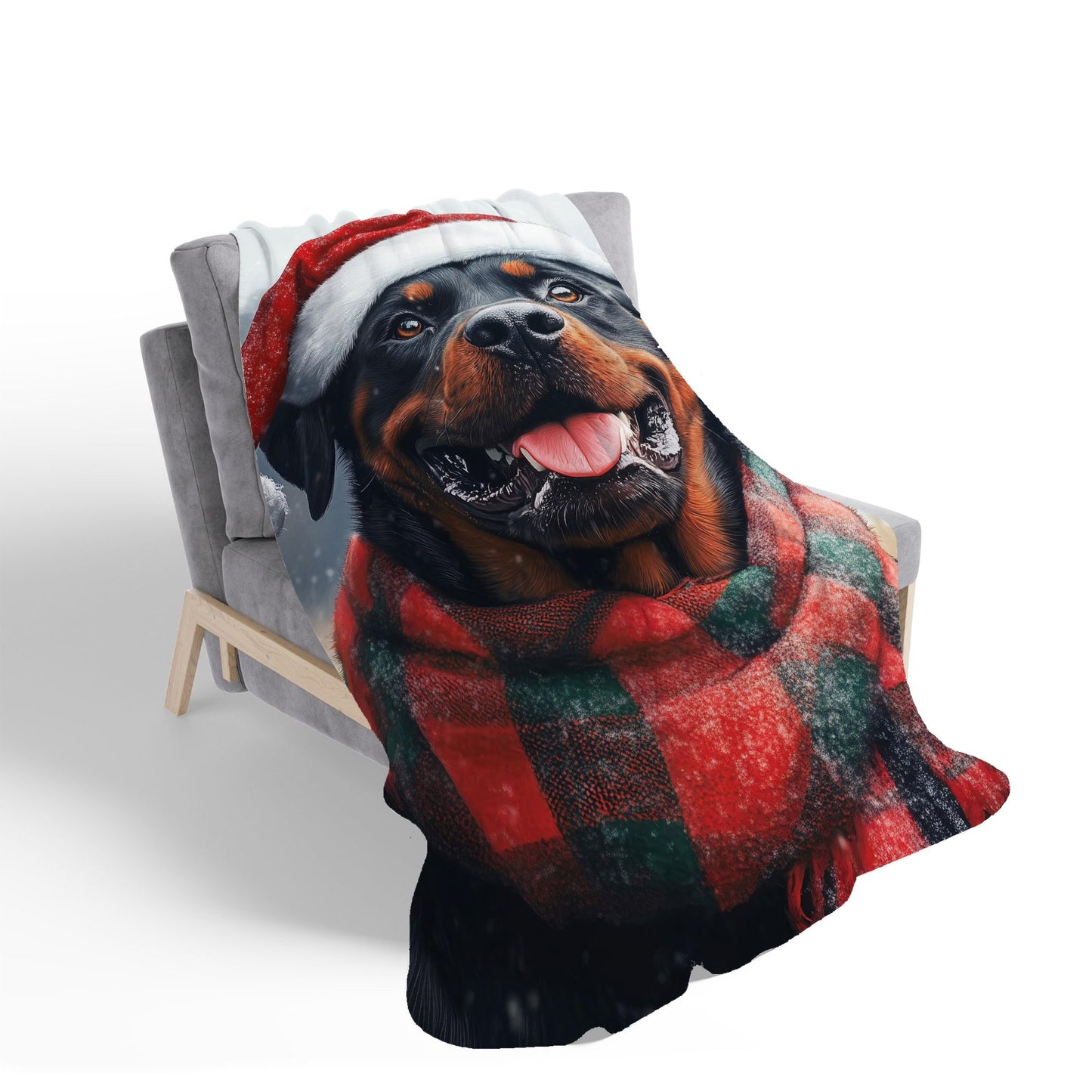 Christmas Rottweiler Sherpa Blanket