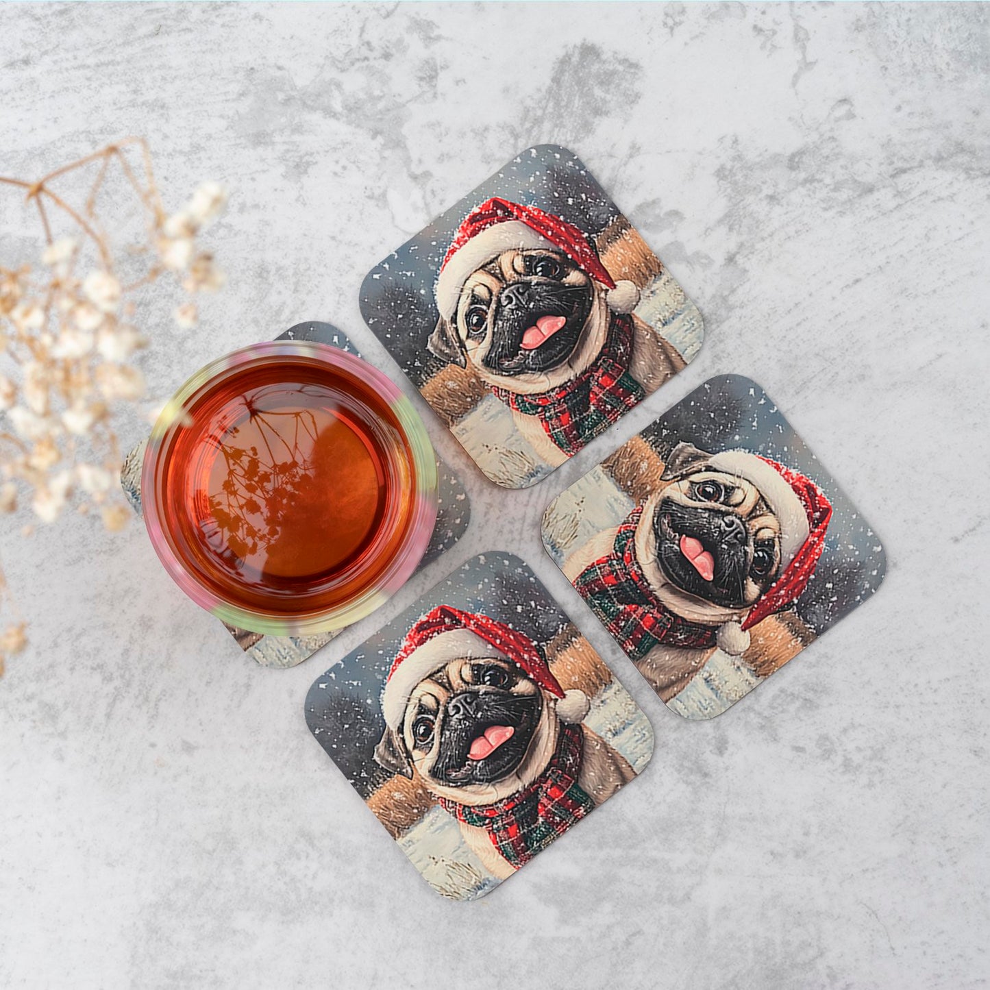 Christmas Pug Coasters