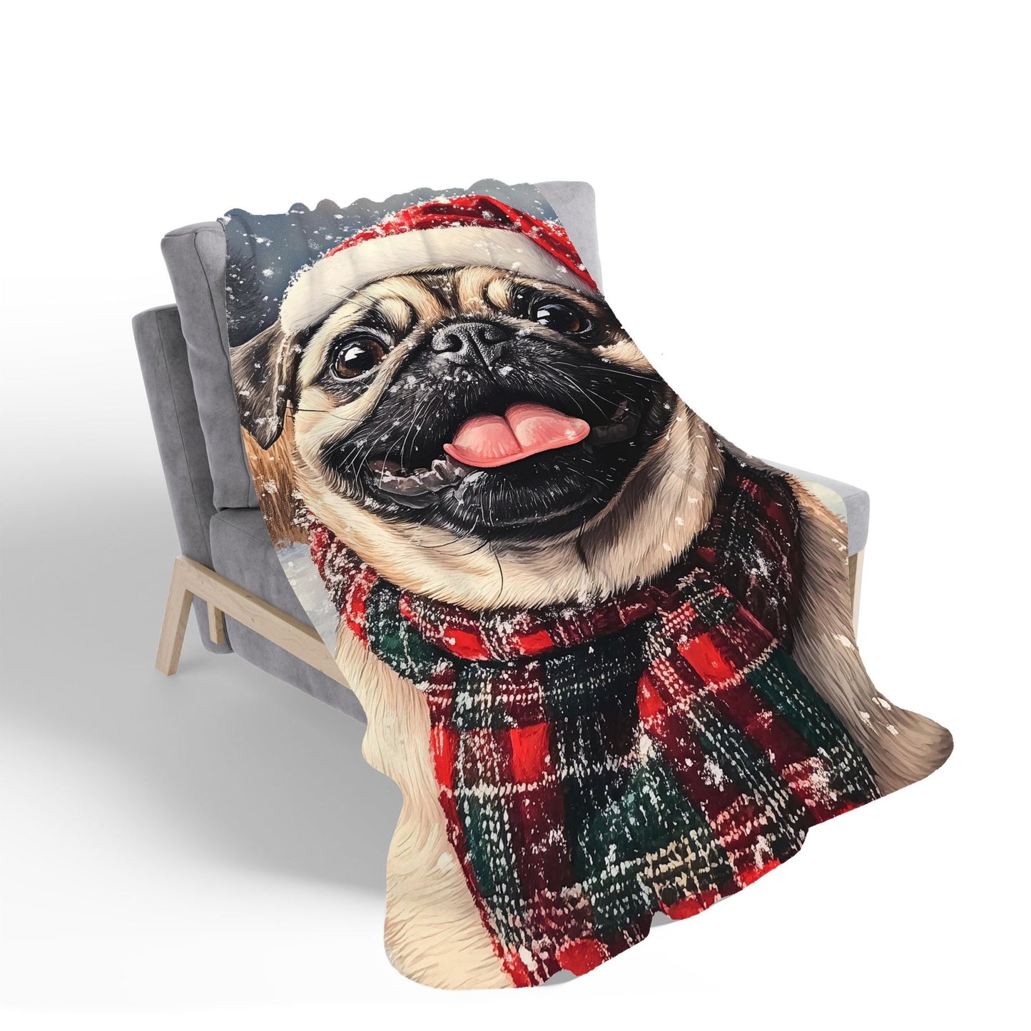 Christmas Pug Sherpa Blanket