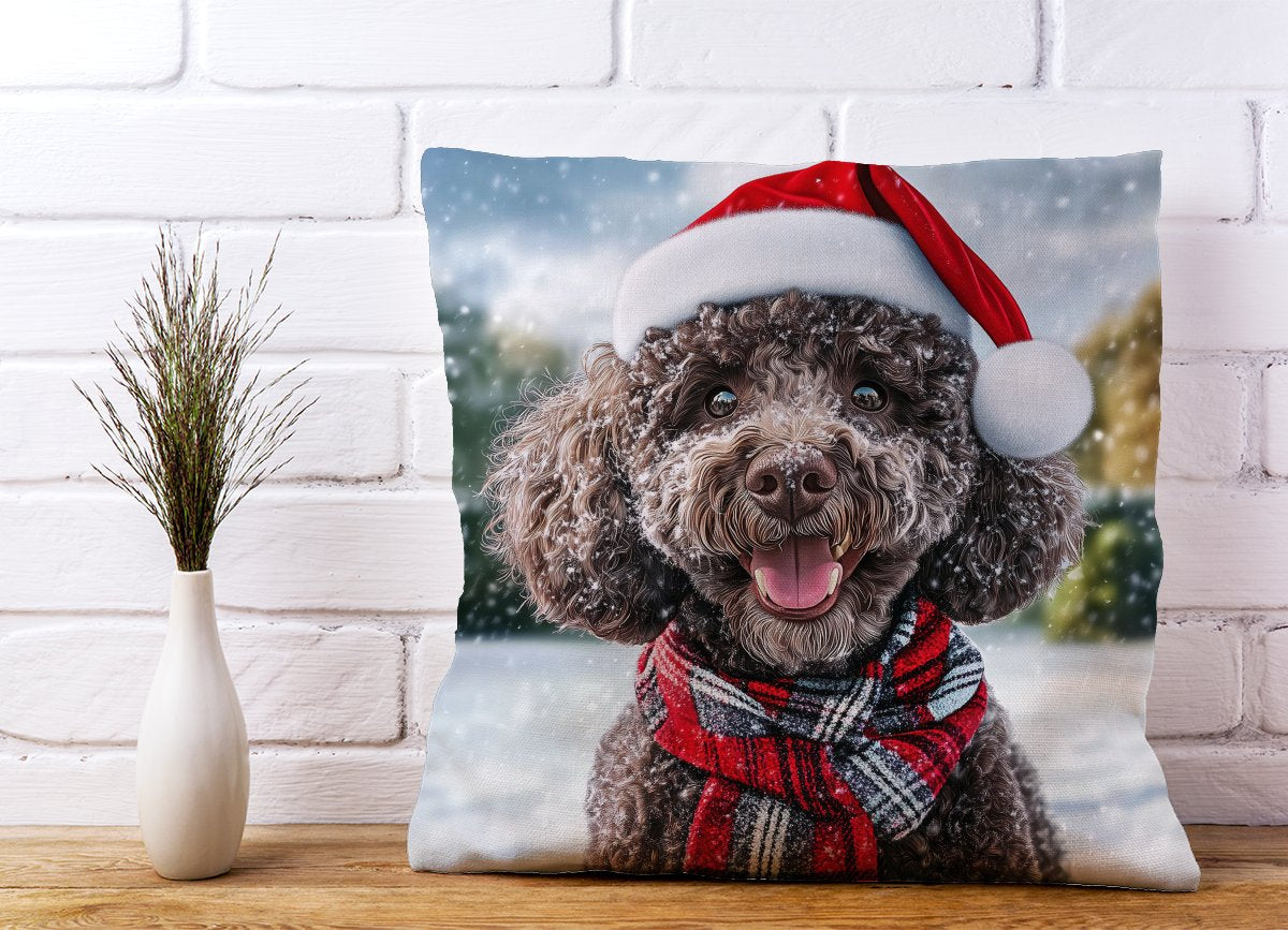 Snowy Christmas Poodle Cushion