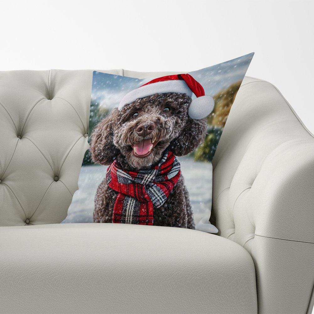 Snowy Christmas Poodle Cushion