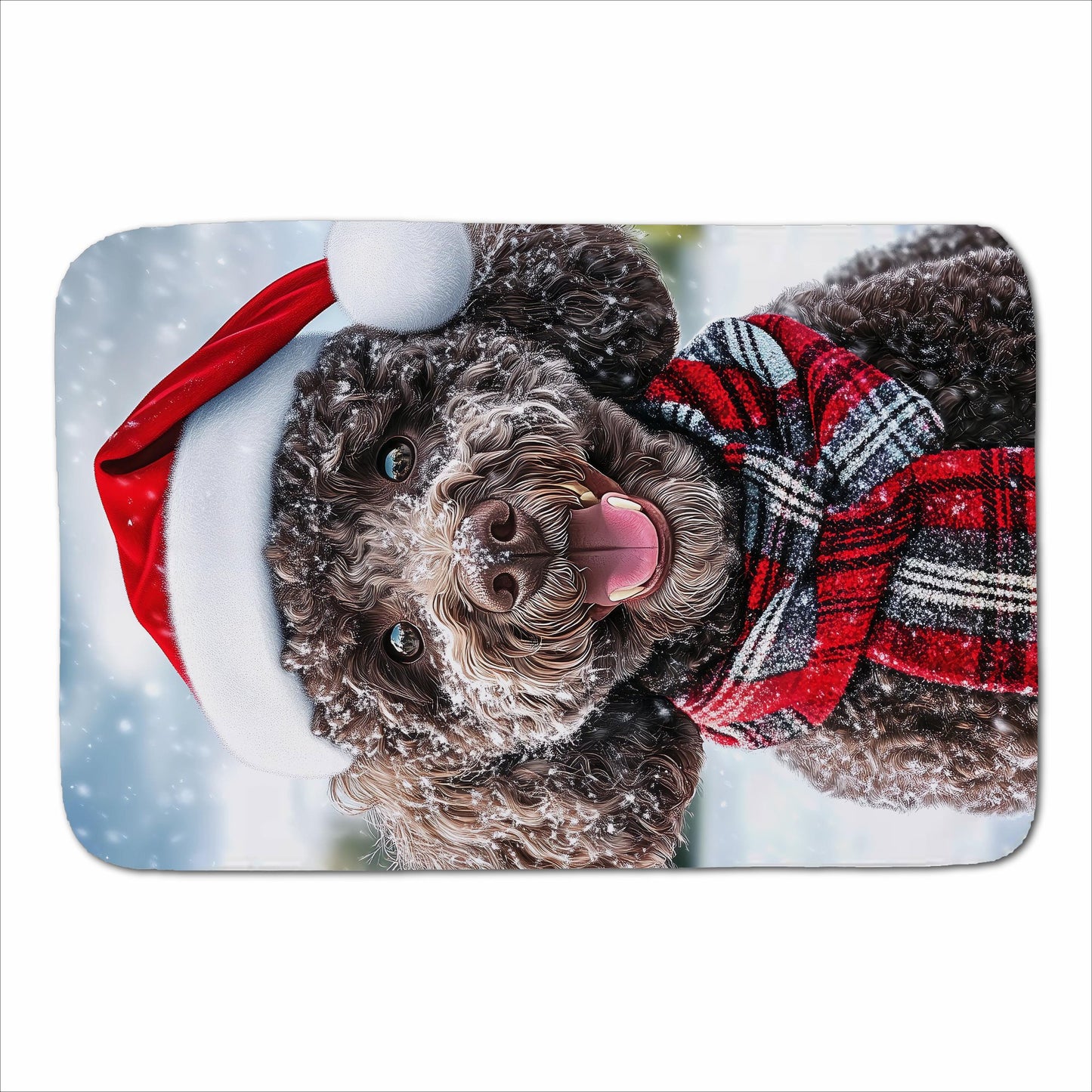 Snowy Christmas Poodle Sherpa Blanket