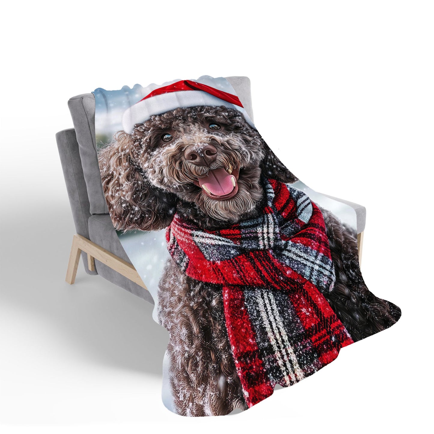 Snowy Christmas Poodle Sherpa Blanket
