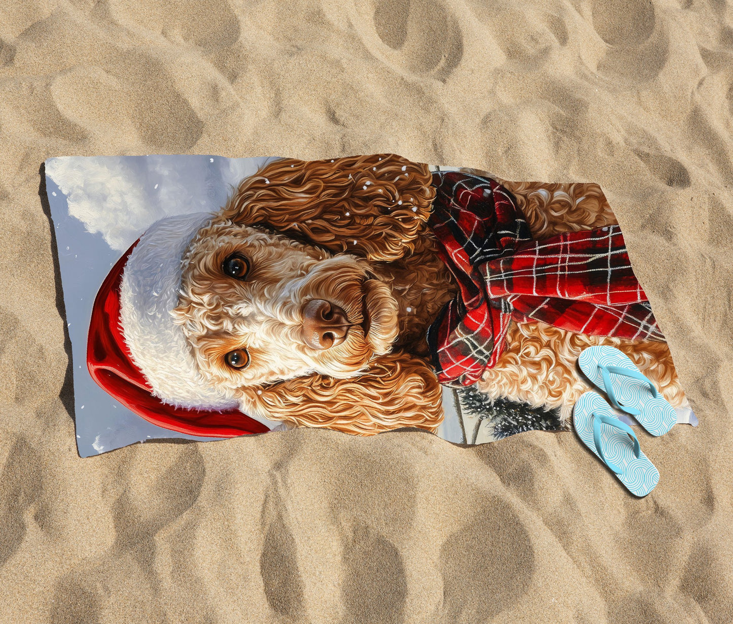 Christmas Poodle Beach Towel