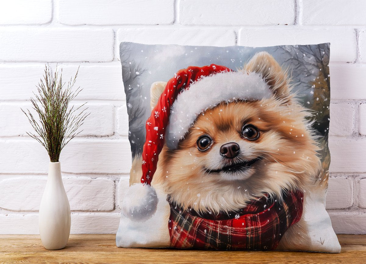 Snowy Christmas Pomeranian Cushion
