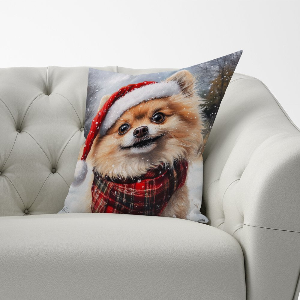 Snowy Christmas Pomeranian Cushion