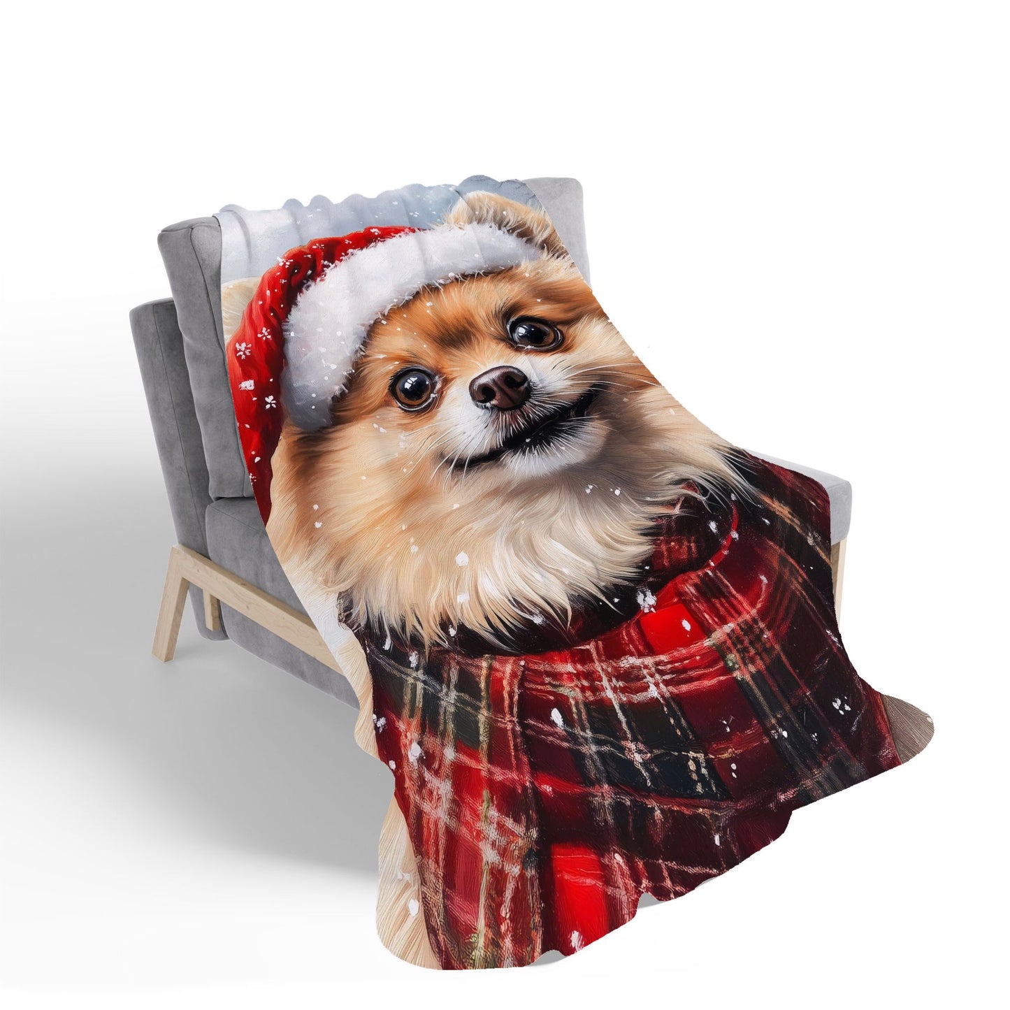 Snowy Christmas Pomeranian Sherpa Blanket