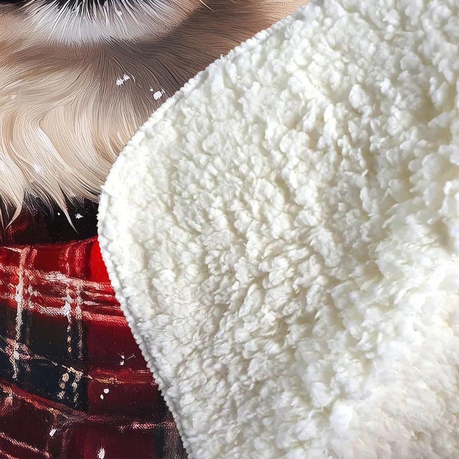 Snowy Christmas Pomeranian Sherpa Blanket