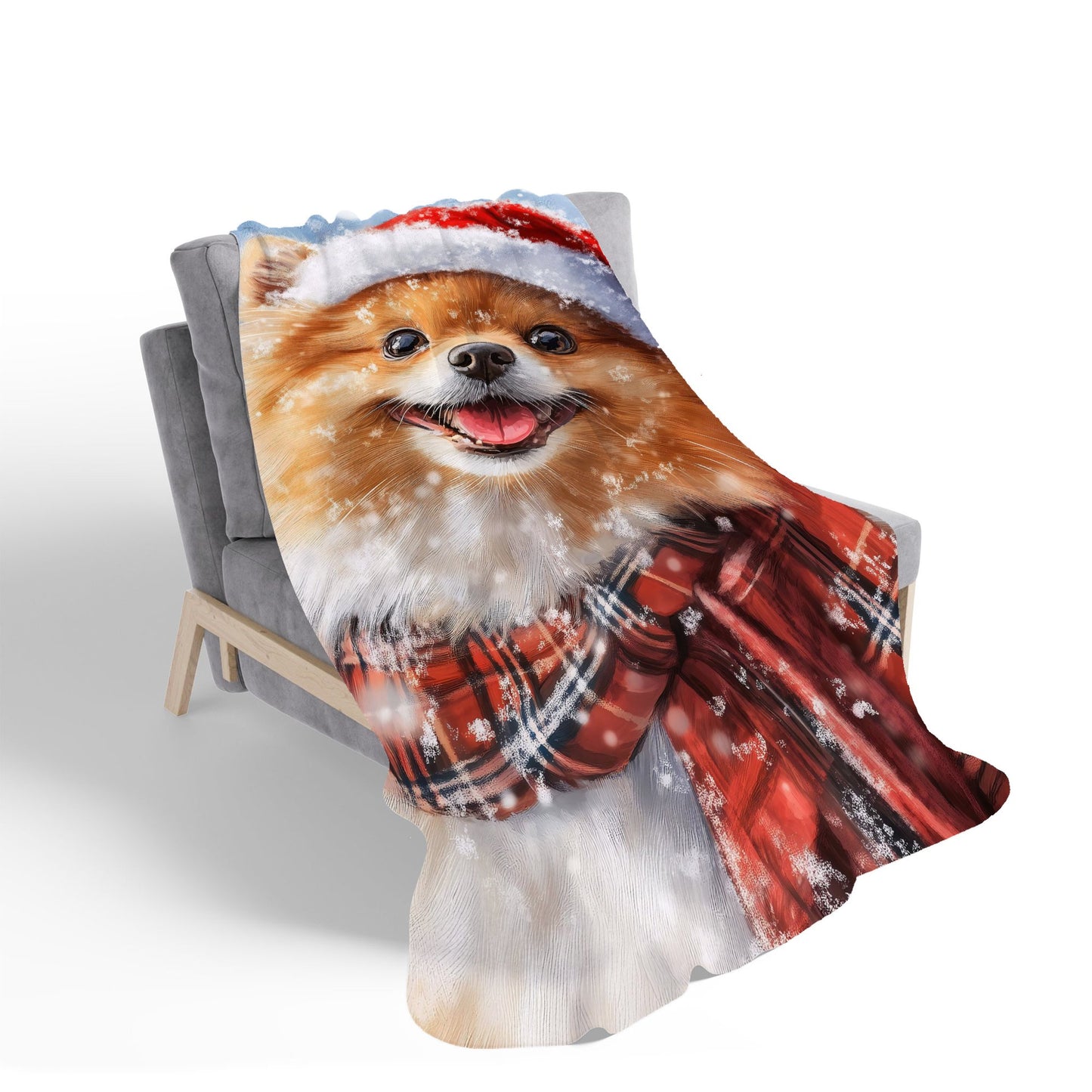 Christmas Pomeranian Sherpa Blanket