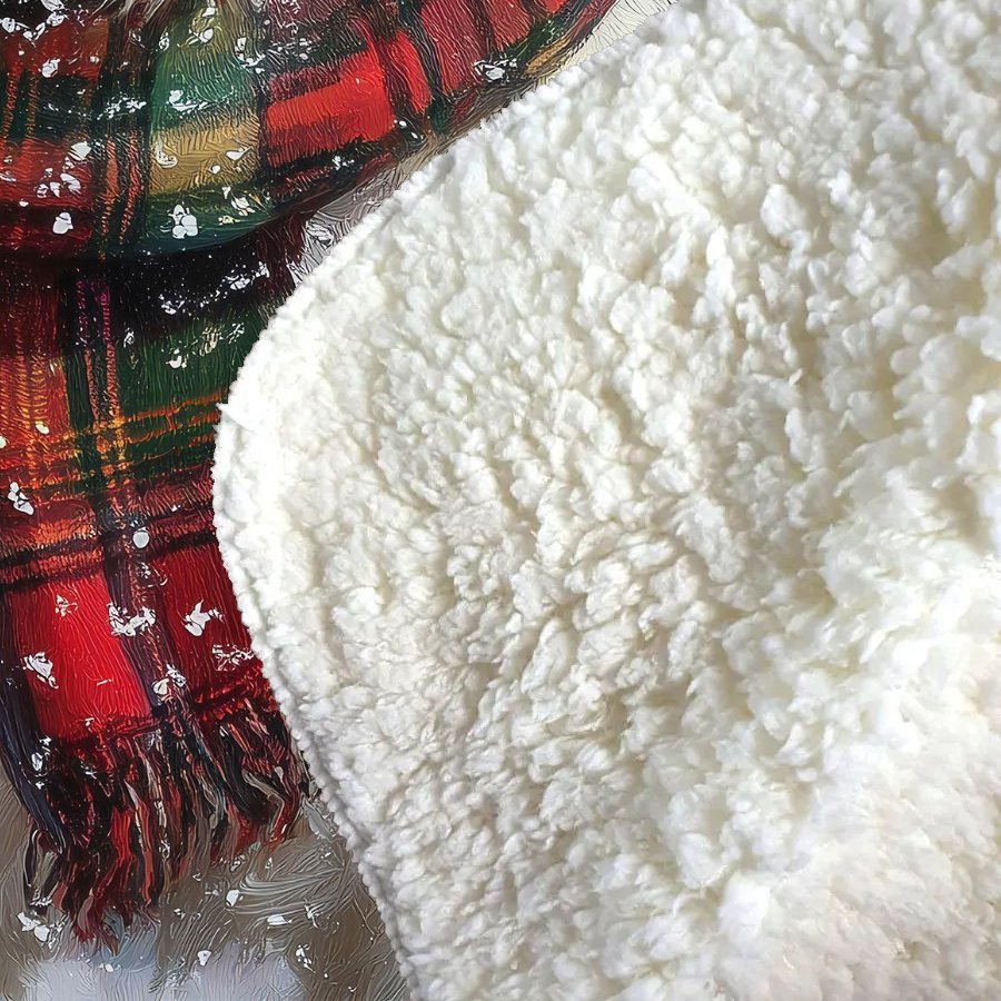 Snowy Christmas Old English Sheepdog Sherpa Blanket