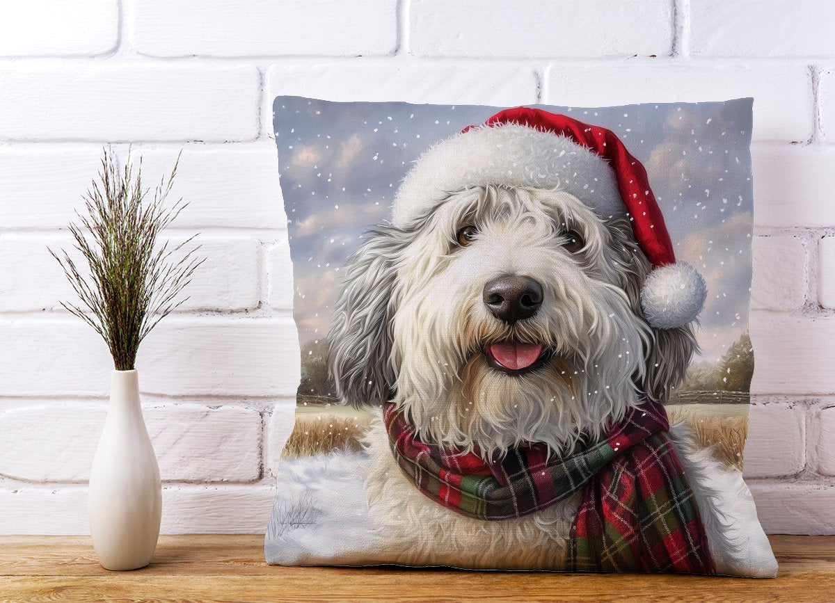 Christmas Old English Sheepdog Cushion