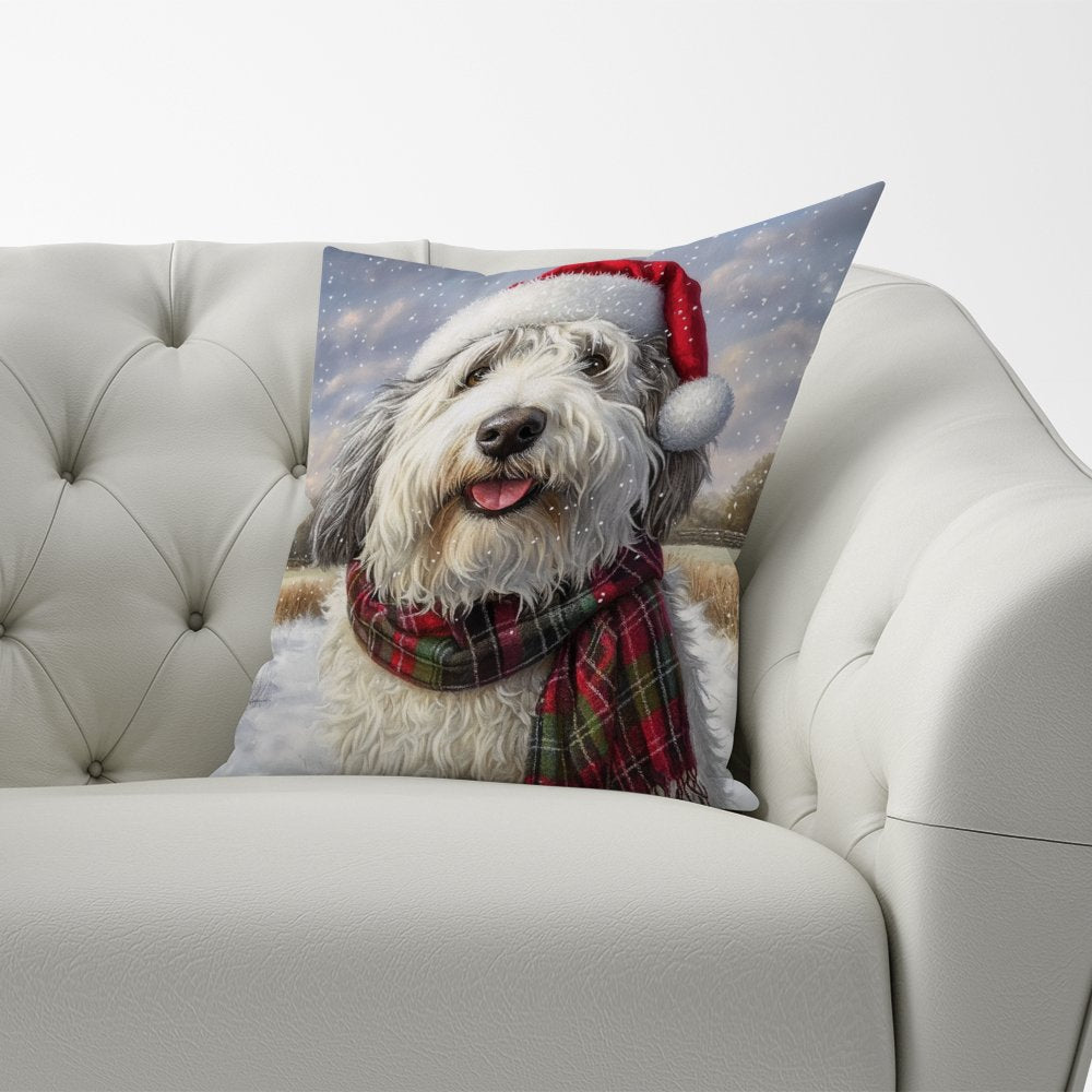 Christmas Old English Sheepdog Cushion