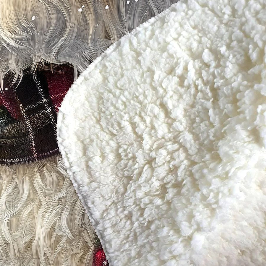 Christmas Old English Sheepdog Sherpa Blanket