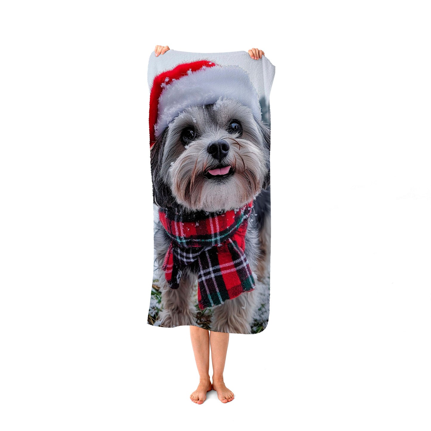 Christmas Lhasa Apso Beach Towel