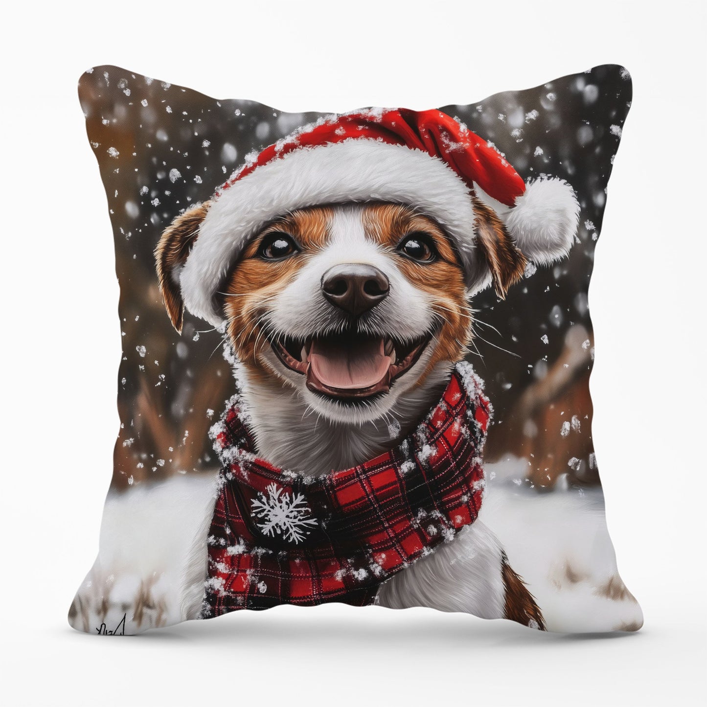 Snowy Christmas Jack Russell Cushion