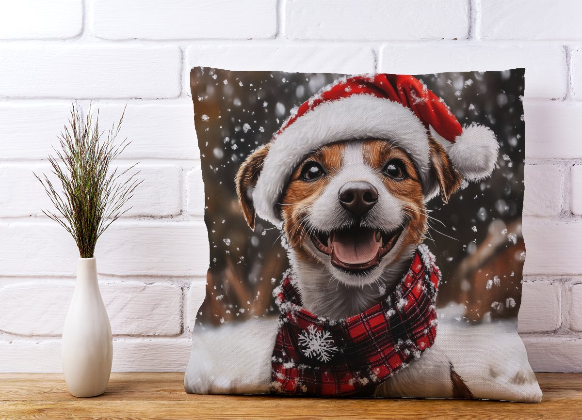 Snowy Christmas Jack Russell Cushion