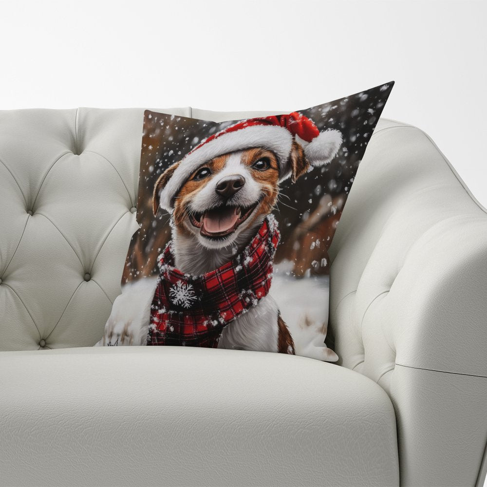 Snowy Christmas Jack Russell Cushion