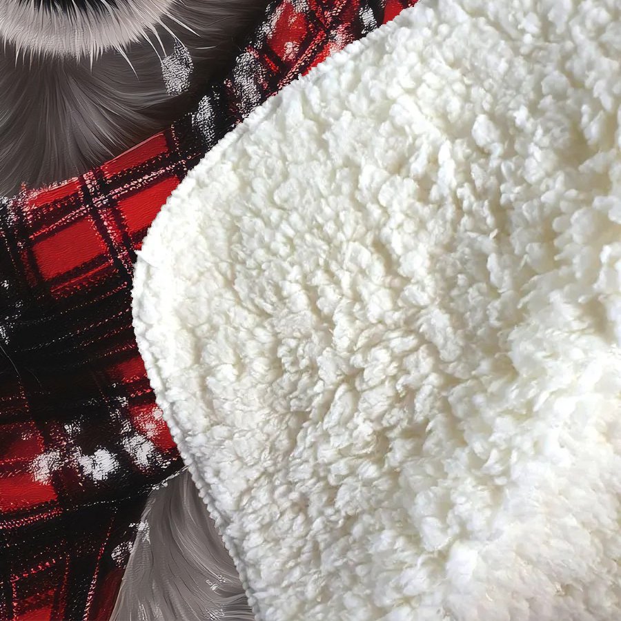 Snowy Christmas Jack Russell Sherpa Blanket
