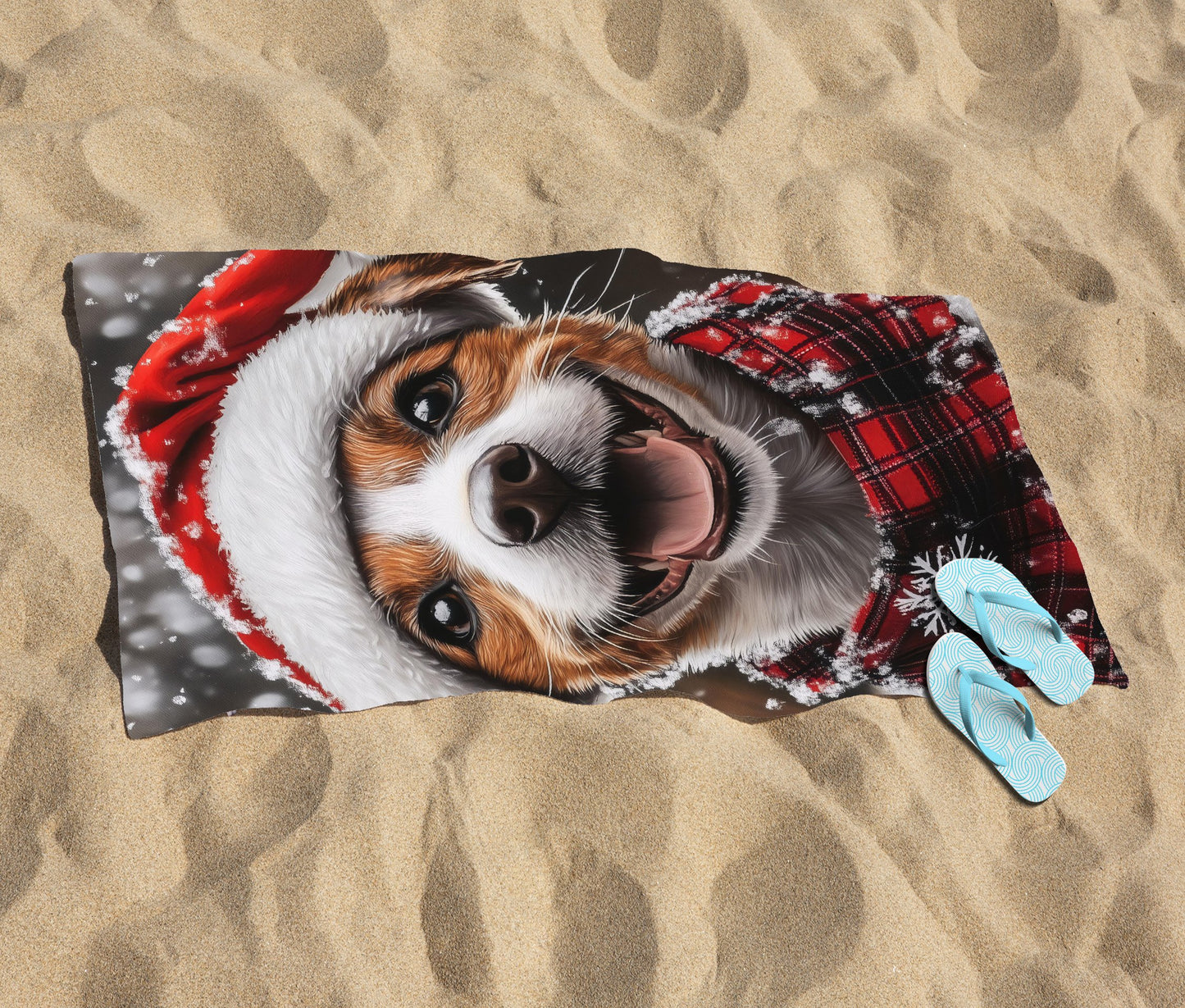 Snowy Christmas Jack Russell Beach Towel
