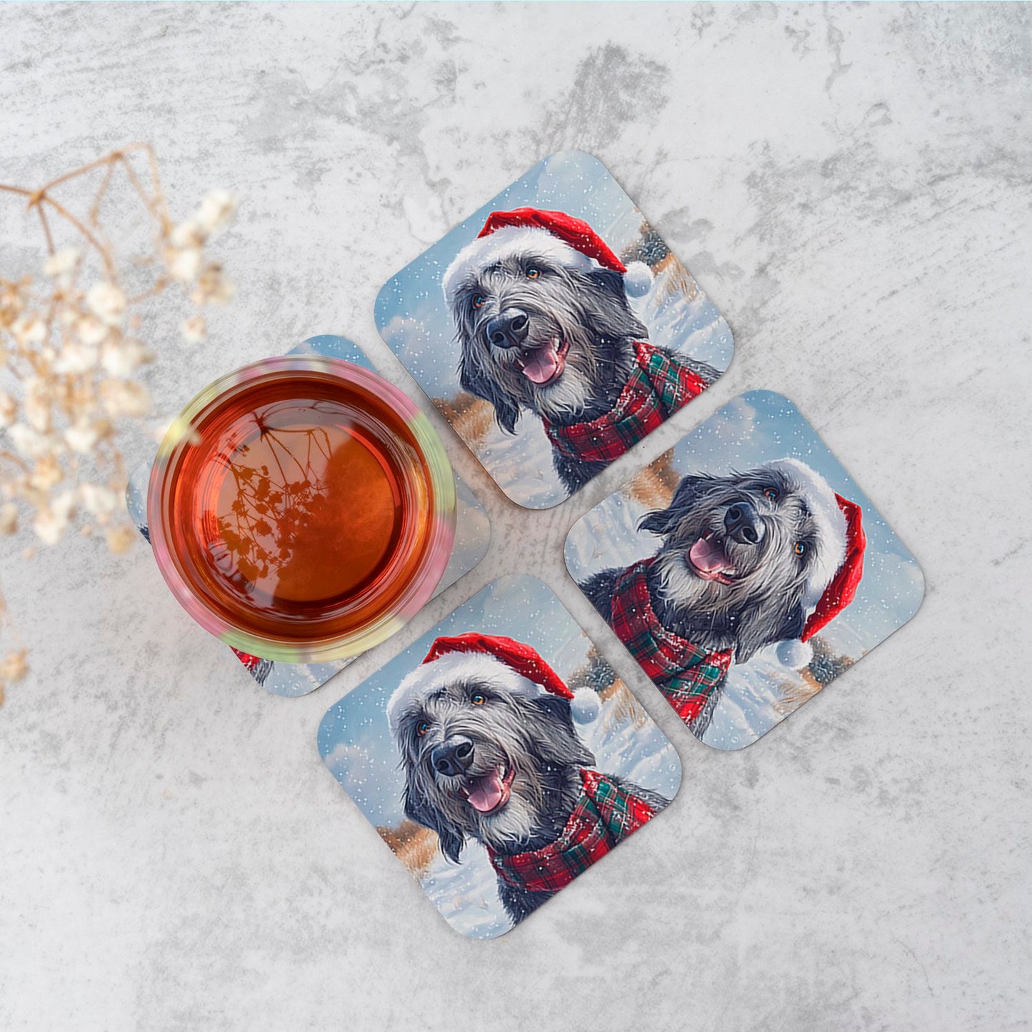 Christmas Irish Wolfhound Coasters