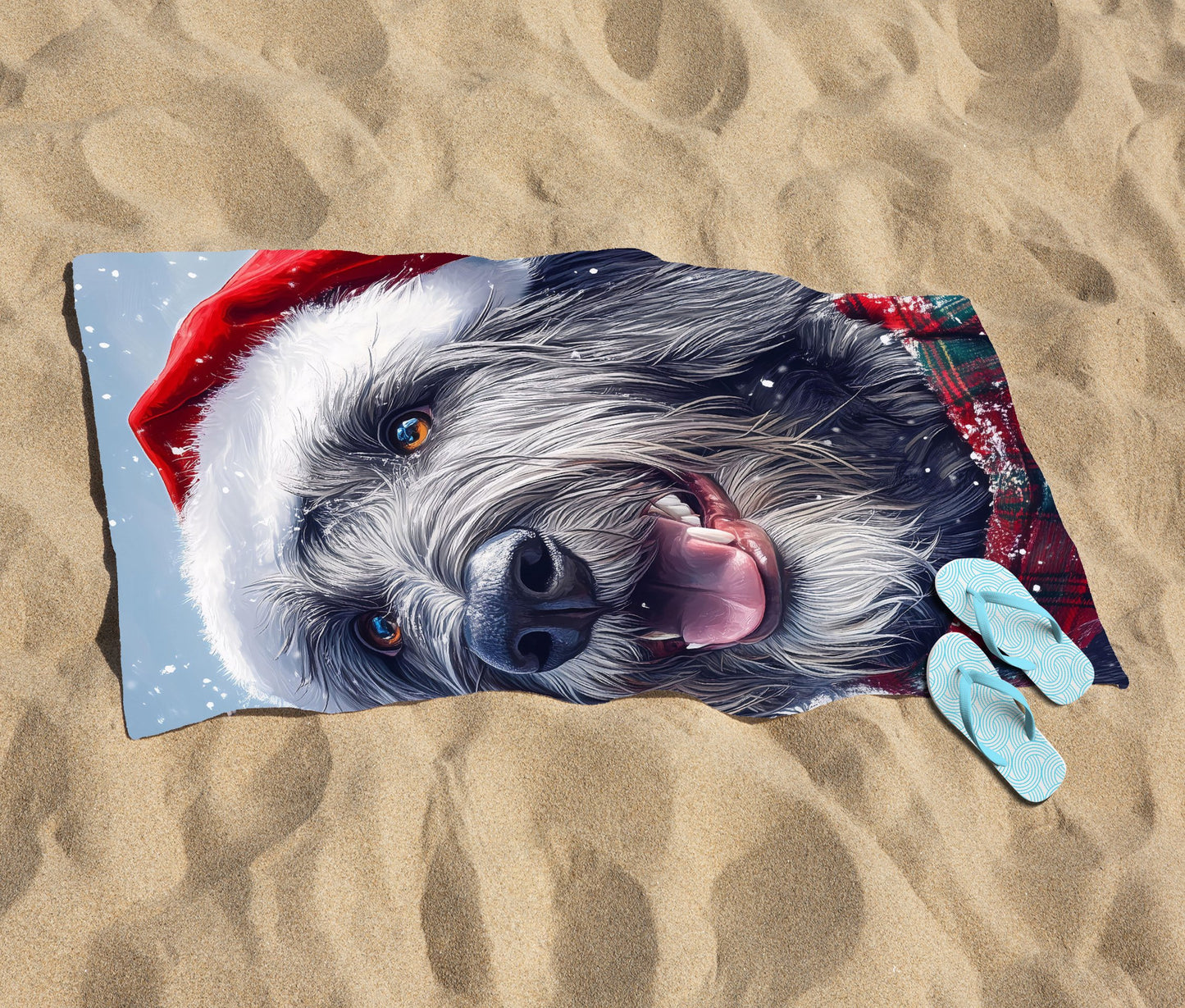 Christmas Irish Wolfhound Beach Towel