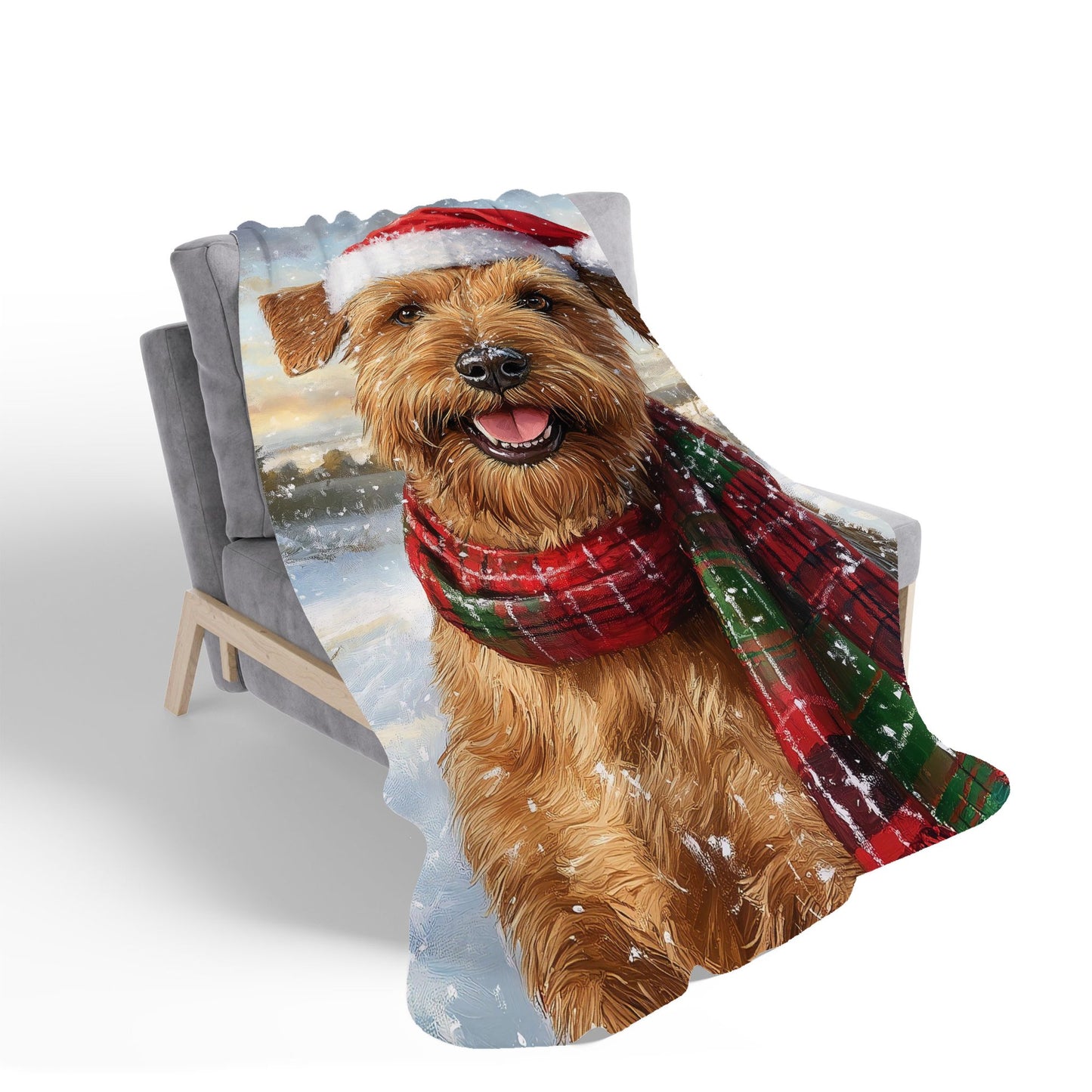 Snowy Christmas Irish Terrier Sherpa Blanket