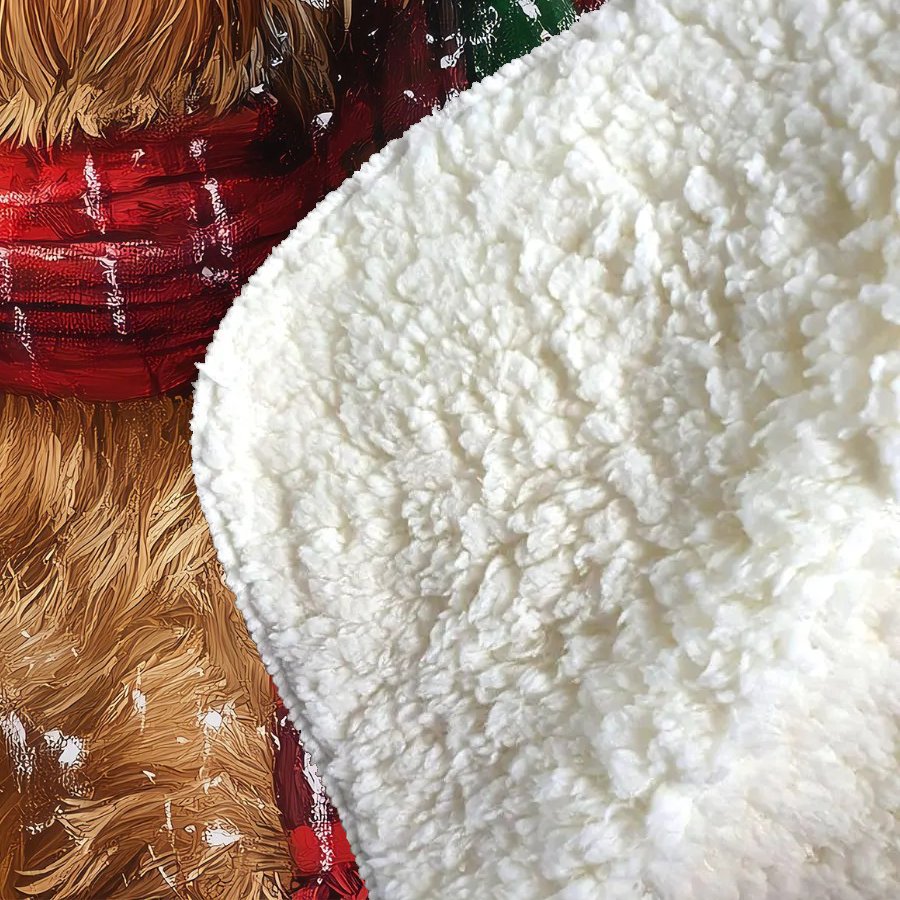 Snowy Christmas Irish Terrier Sherpa Blanket