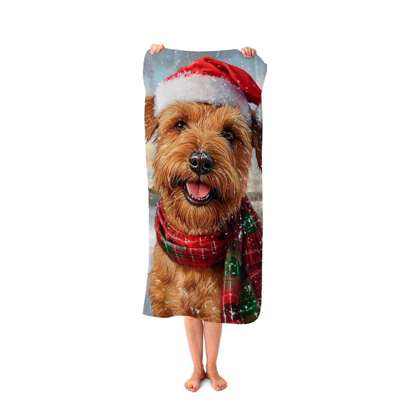 Snowy Christmas Irish Terrier Beach Towel