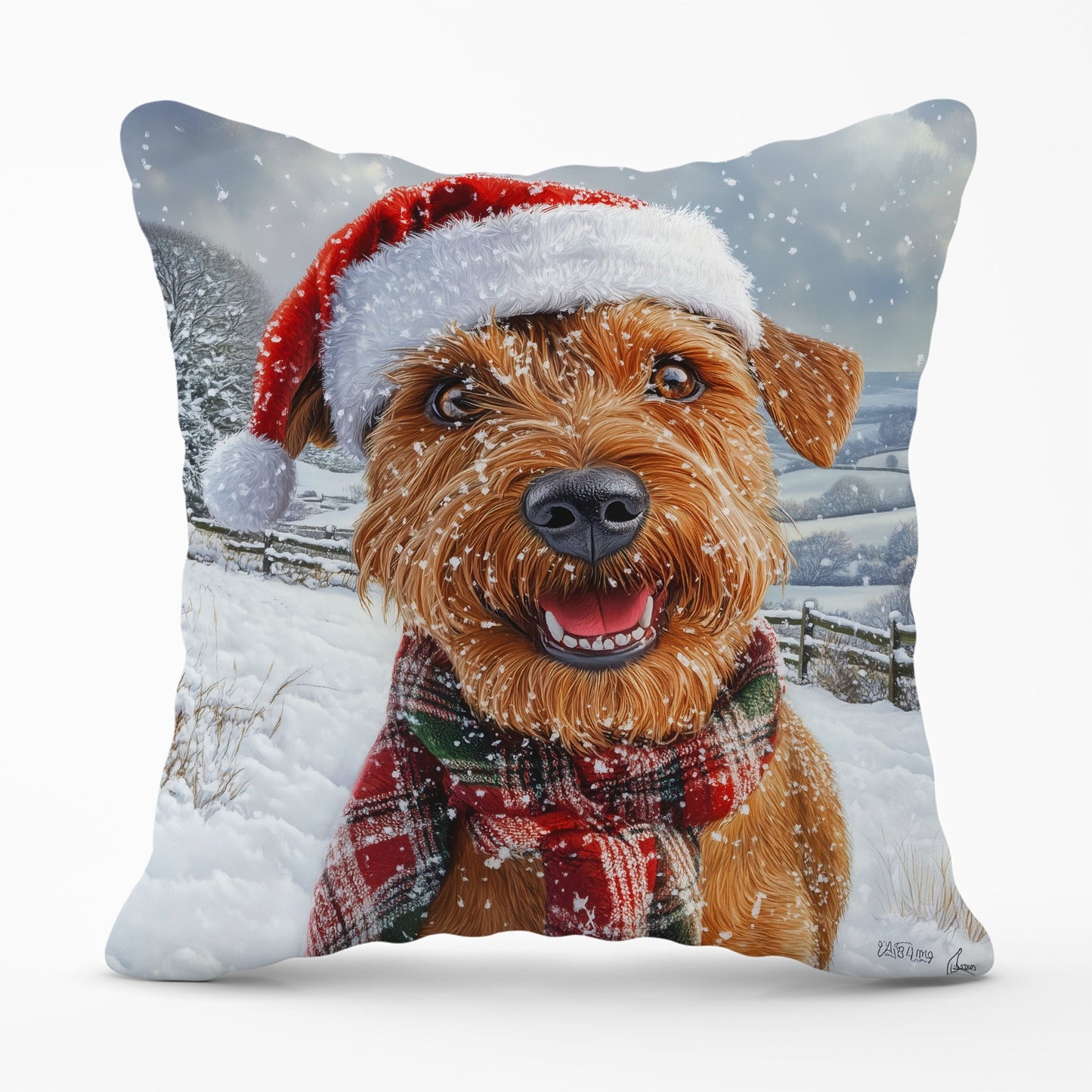 Christmas Irish Terrier Cushion
