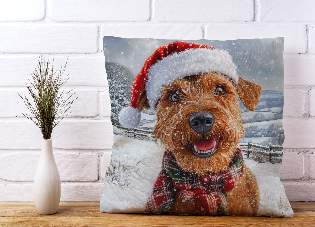 Christmas Irish Terrier Cushion