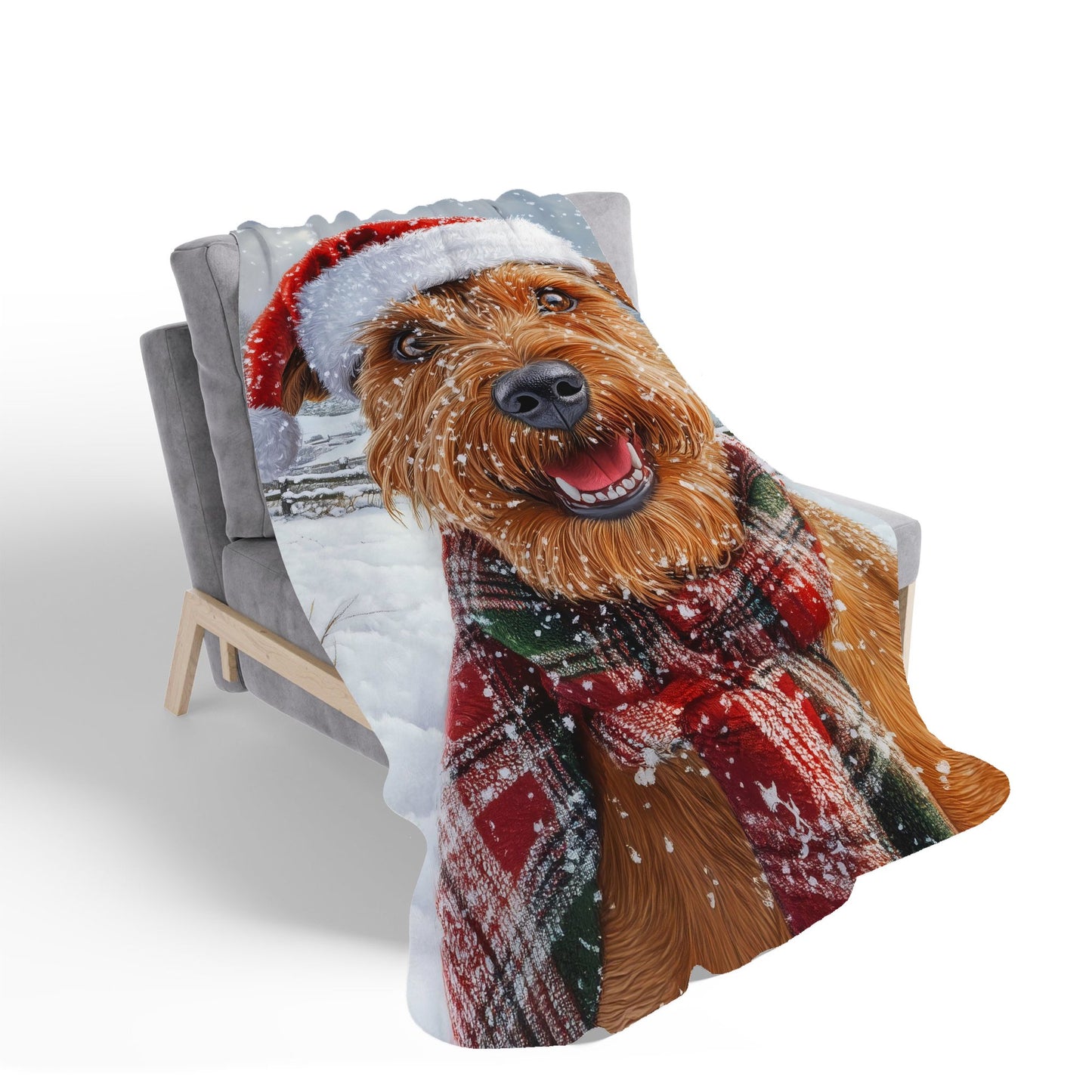 Christmas Irish Terrier Sherpa Blanket