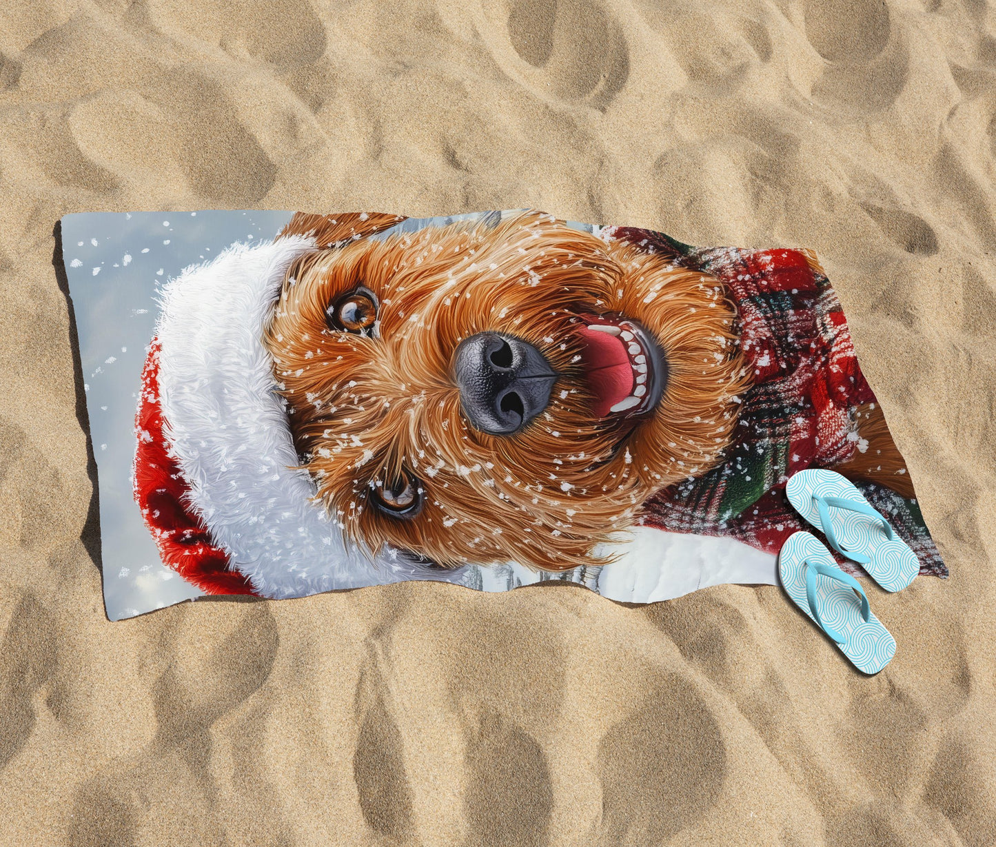 Christmas Irish Terrier Beach Towel