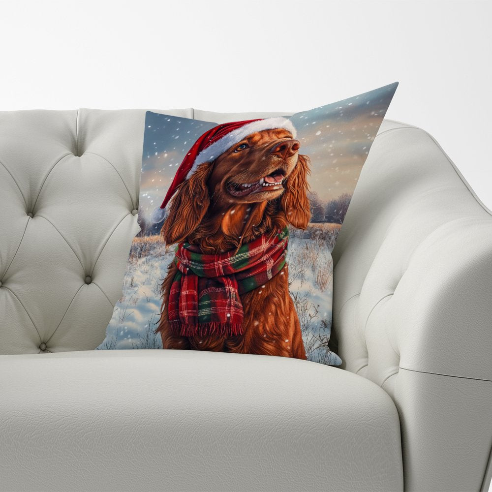 Snowy Christmas Irish Setter Cushion