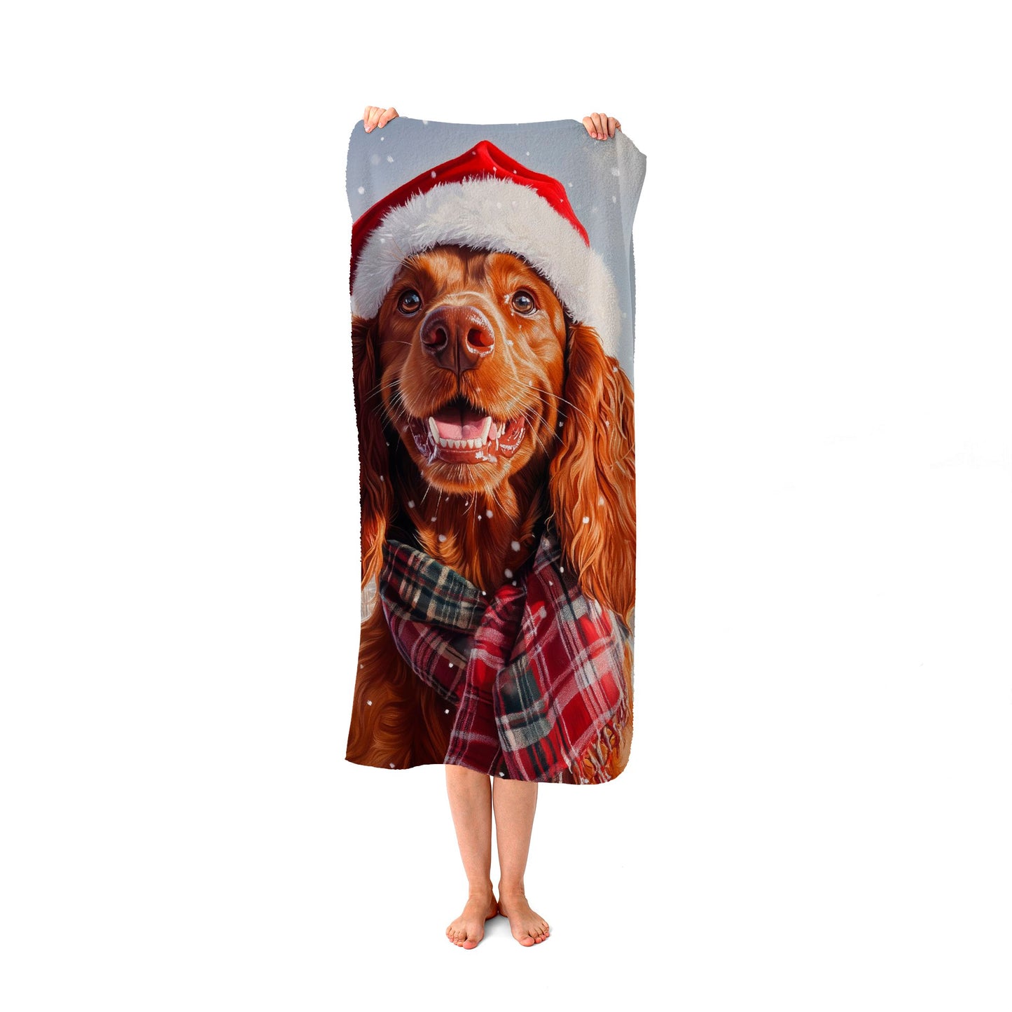 Christmas Irish Setter Beach Towel