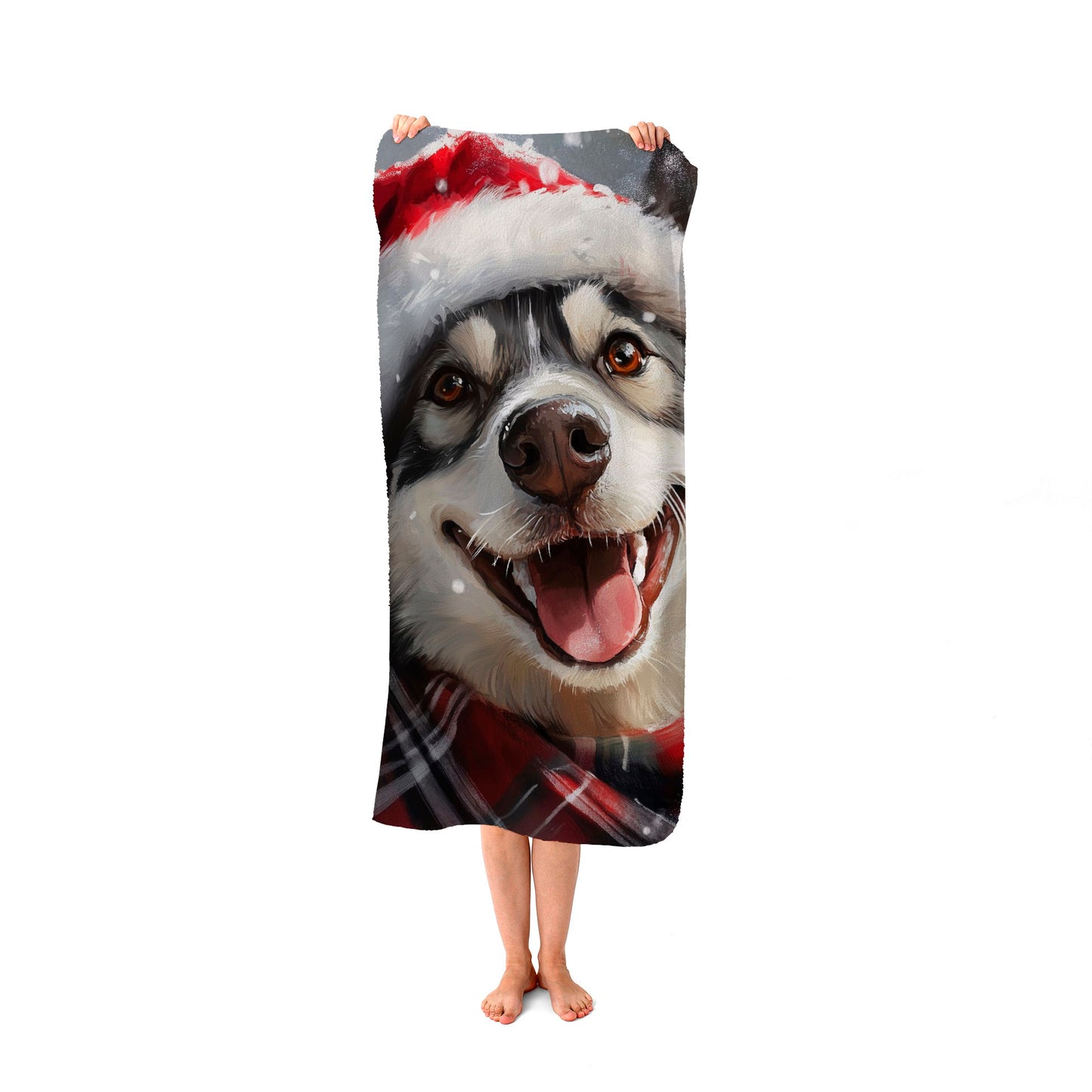Christmas Husky Beach Towel