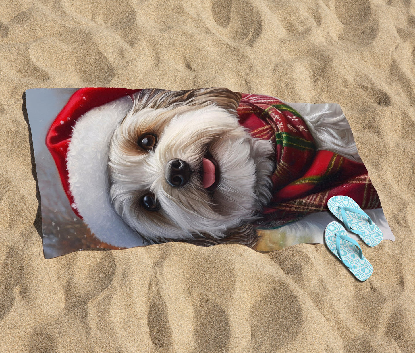 Christmas Havanese Beach Towel