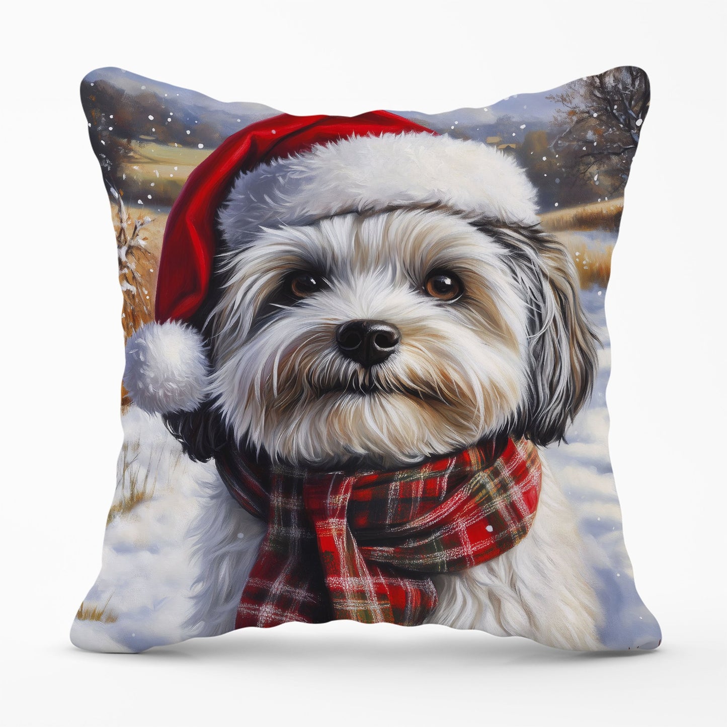 Snowy Christmas Havanese Cushion