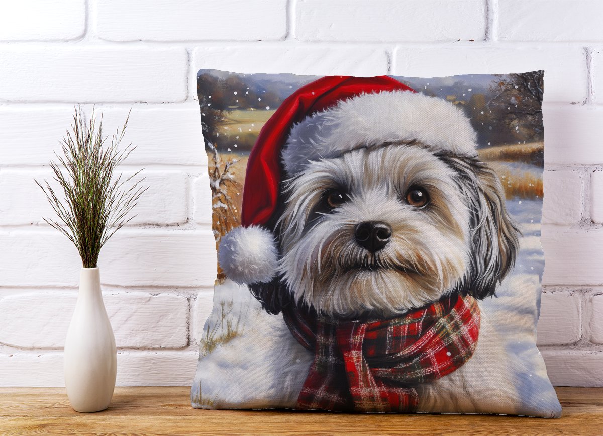 Snowy Christmas Havanese Cushion