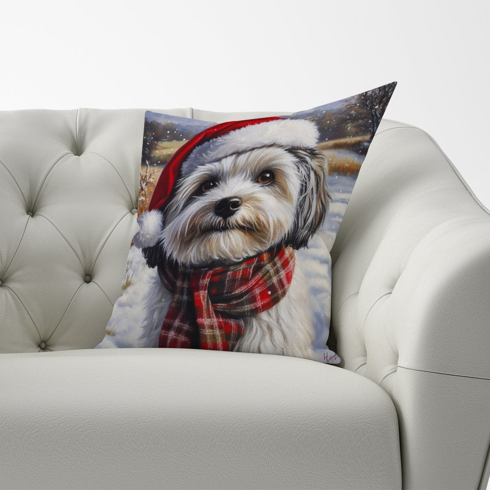 Snowy Christmas Havanese Cushion