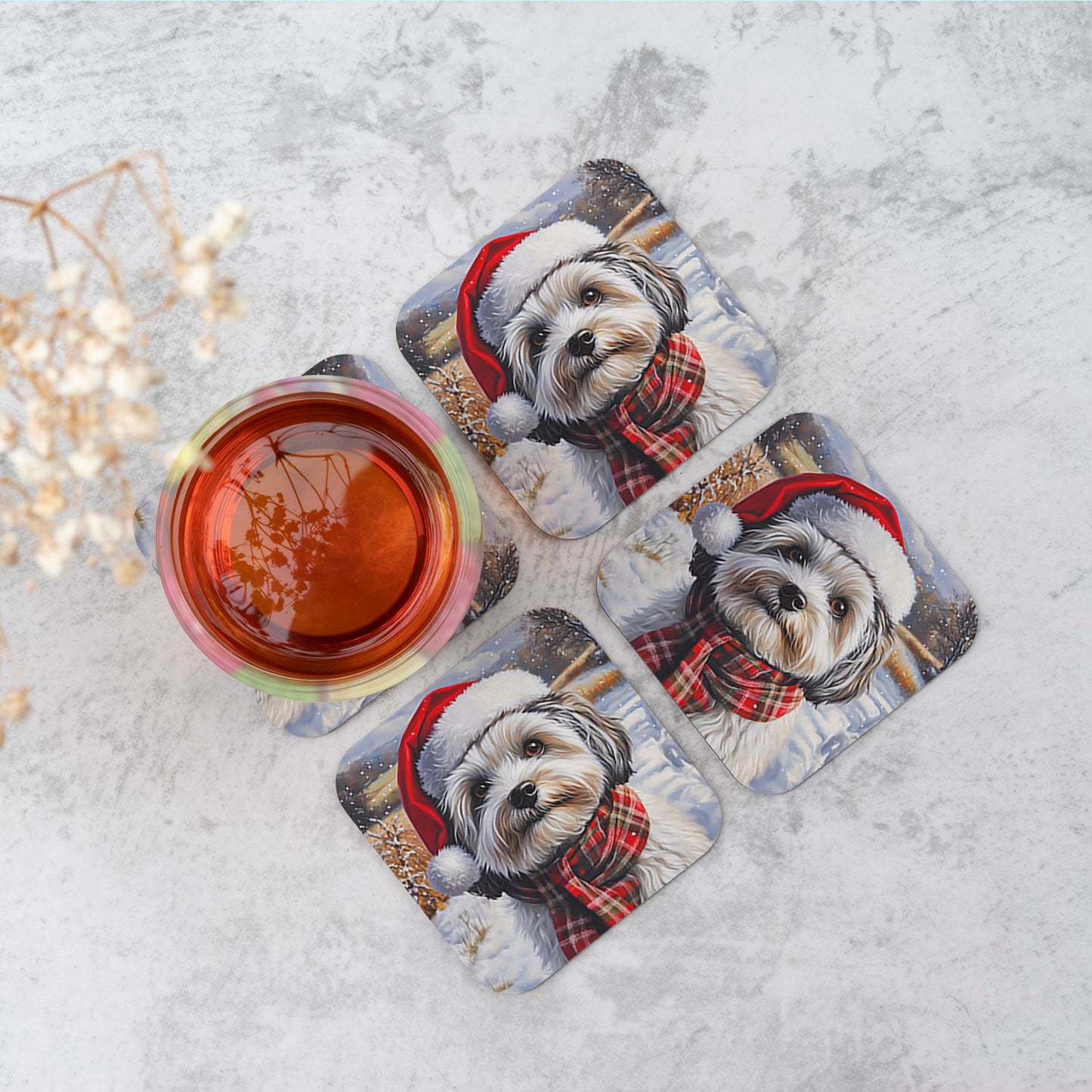 Snowy Christmas Havanese Coasters