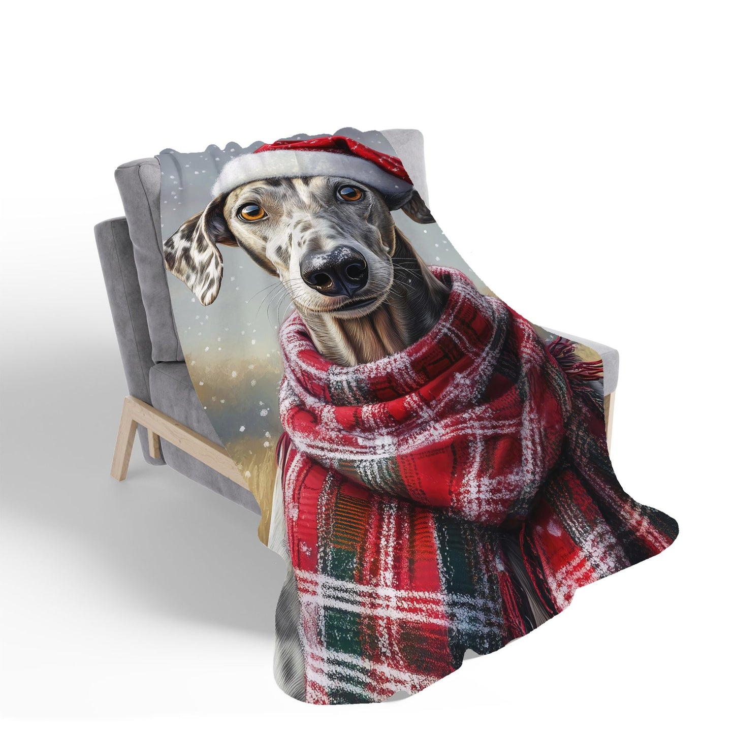 Snowy Christmas Greyhound Sherpa Blanket
