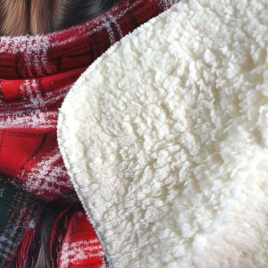 Snowy Christmas Greyhound Sherpa Blanket